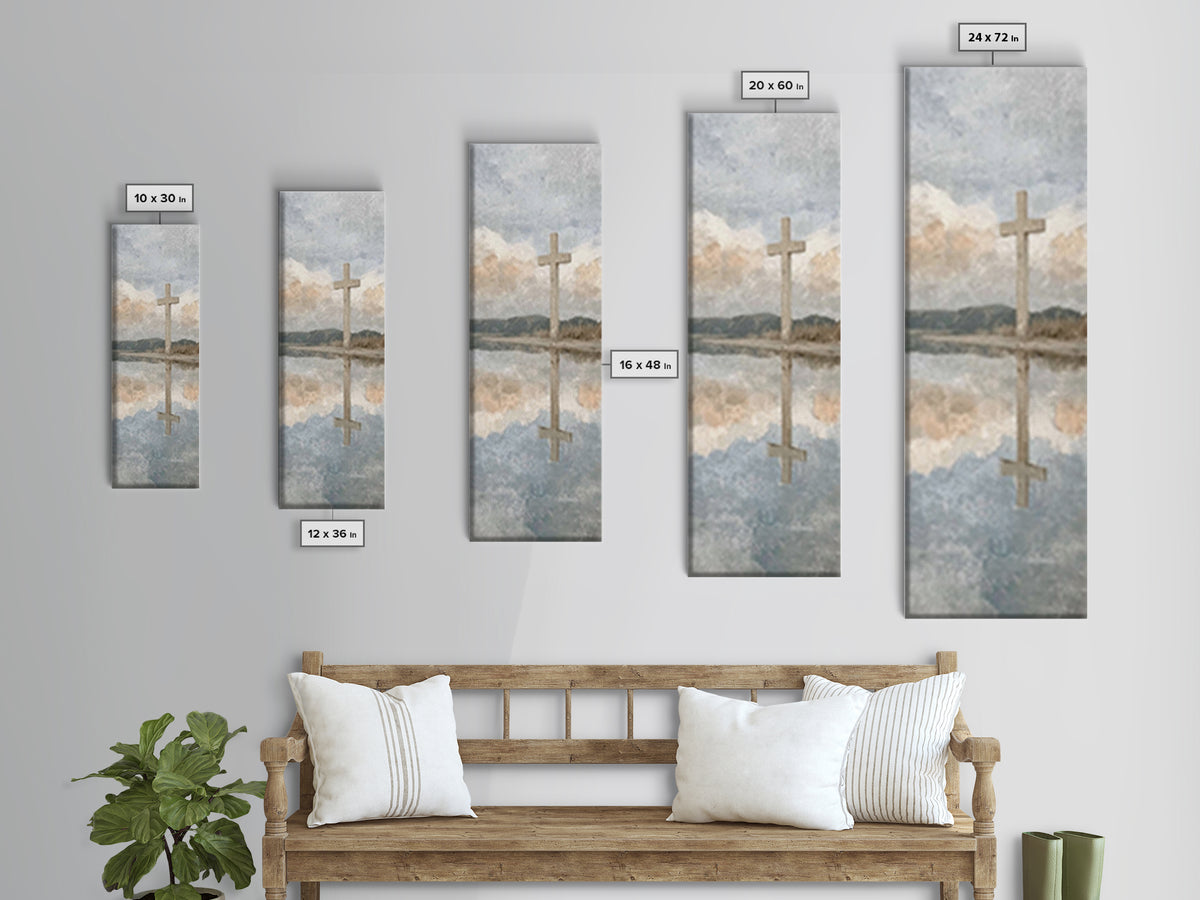 Cross Of Dawn – Framed Canvas Print – Tall Narrow Wall Art – Christian Wall Art – Christian Art Canvas – Jesus Painting – Christian Decor