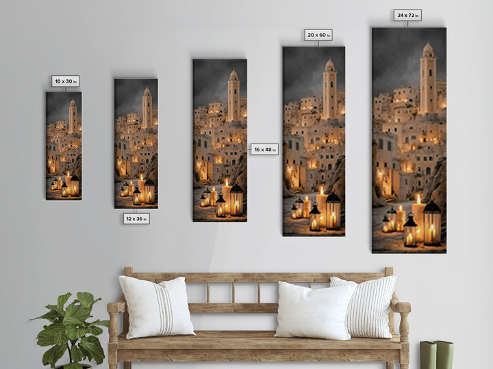 Evening Lanterns – Framed Canvas Print – Tall Skinny Art Print – Christian Decor – Christmas Art – Christian Wall Art – Christian Art Canva