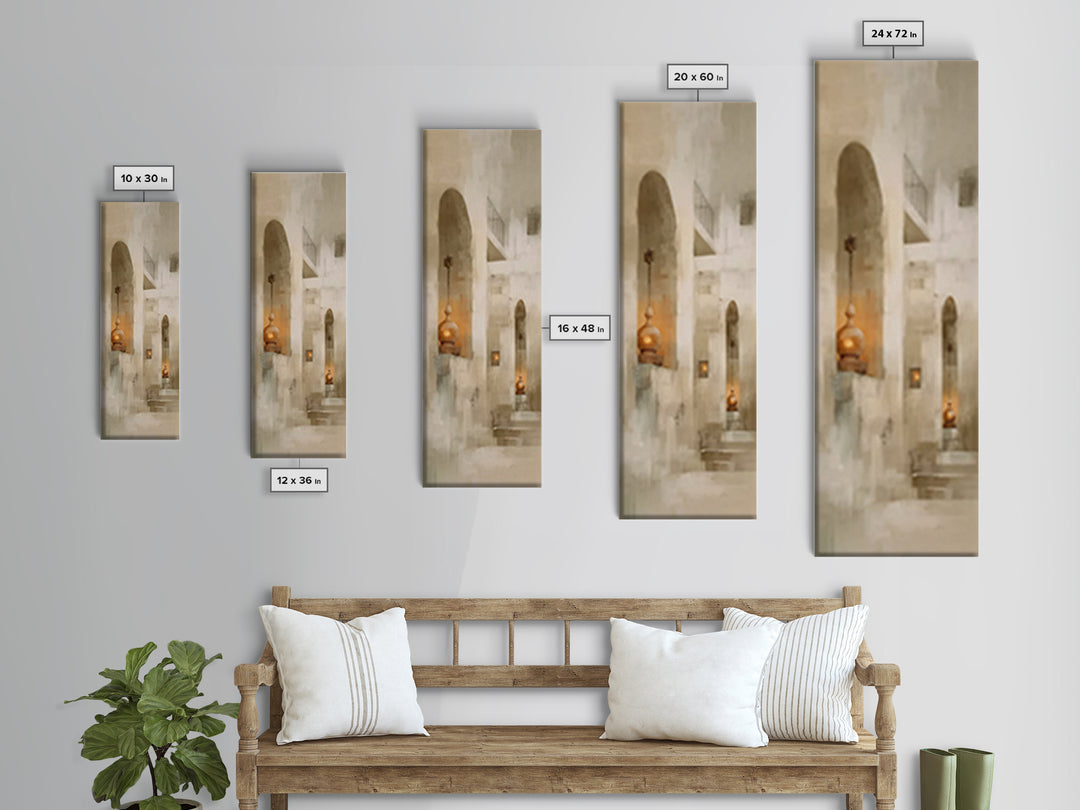 Clay Lamps Glow – Framed Canvas Print – Narrow Art – Christian Decor – Christmas Wall Art – Christian Art Canvas – Subtle Christian Art