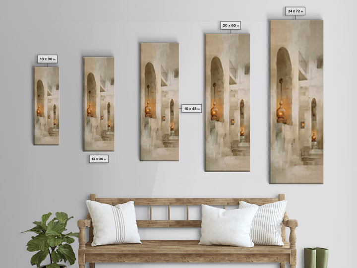 Clay Lamps Glow – Framed Canvas Print – Narrow Art – Christian Decor – Christmas Wall Art – Christian Art Canvas – Subtle Christian Art