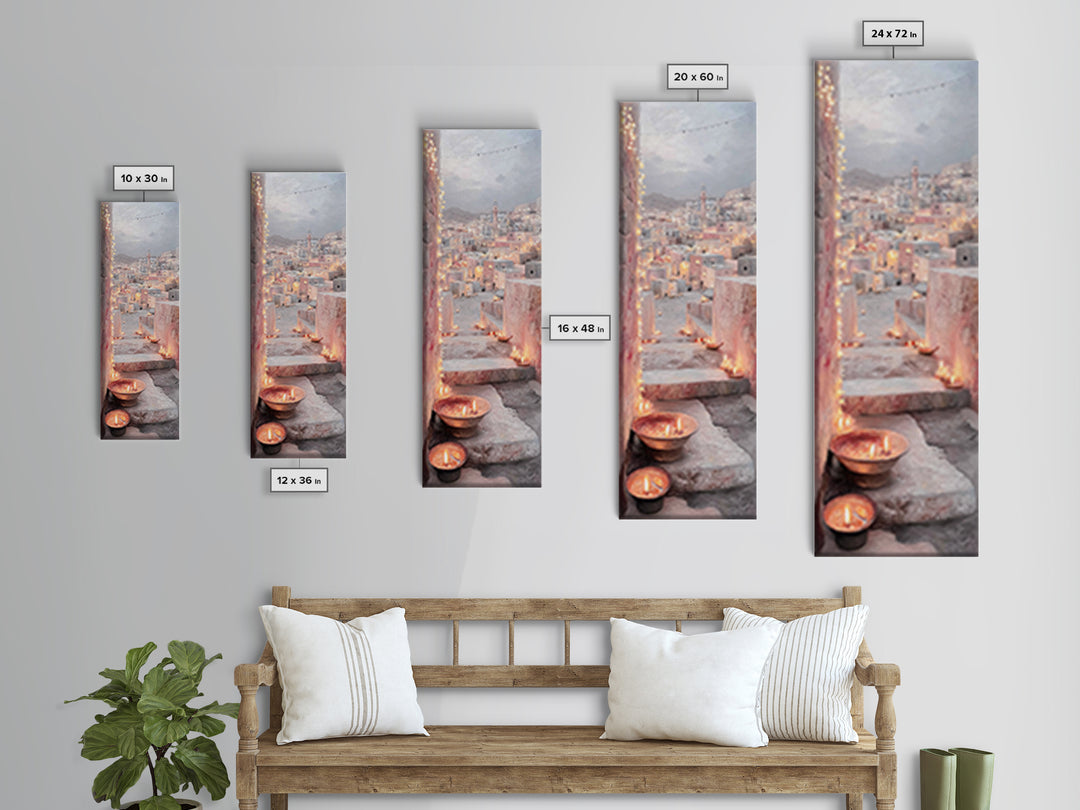 Golden Courtyard – Framed Canvas Print – Tall Skinny Art Print – Christian Painting – Christian Wall Art – Modern Christian Art – Christmas