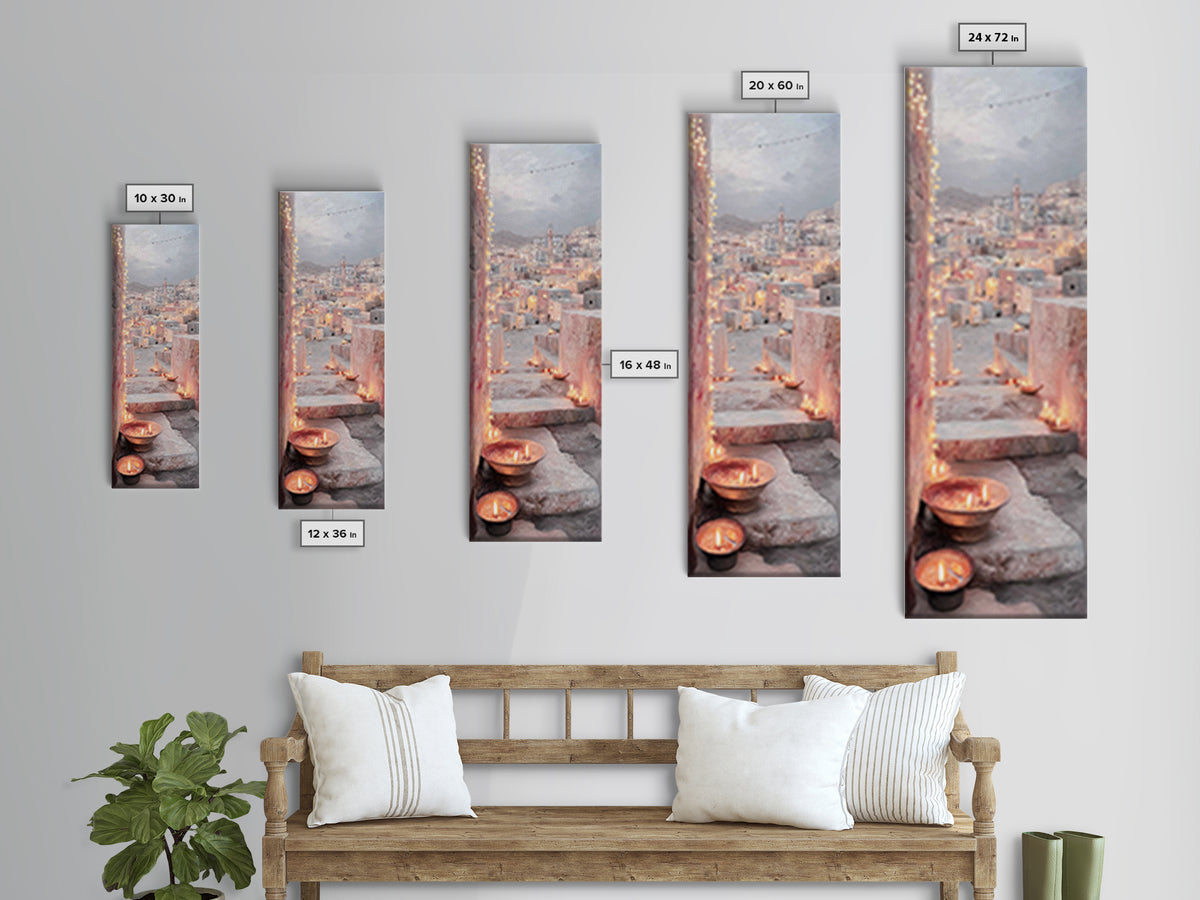 Golden Courtyard – Framed Canvas Print – Tall Skinny Art Print – Christian Painting – Christian Wall Art – Modern Christian Art – Christmas