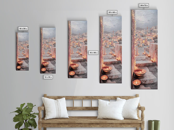 Golden Courtyard – Framed Canvas Print – Tall Skinny Art Print – Christian Painting – Christian Wall Art – Modern Christian Art – Christmas