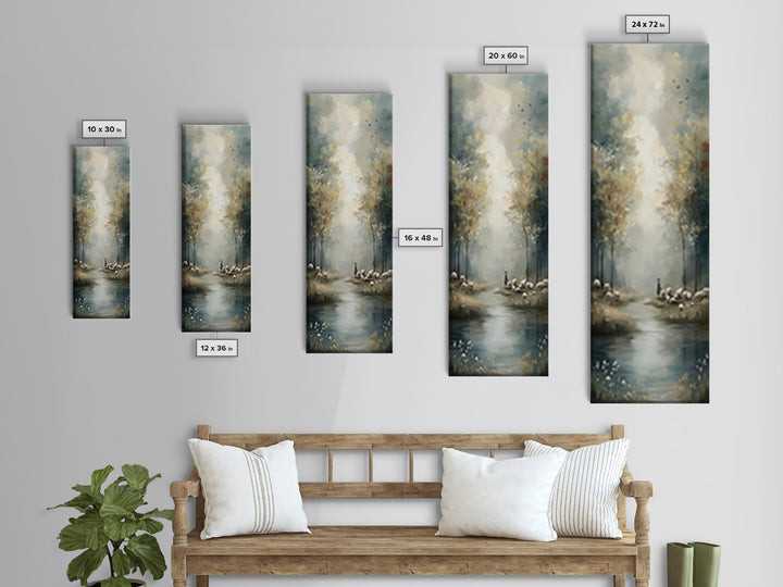 Pastoral Stillness, Framed Canvas Print, Narrow Art, Christian Wall Art, Jesus Painting, Christian Art Canvas, Christmas Art