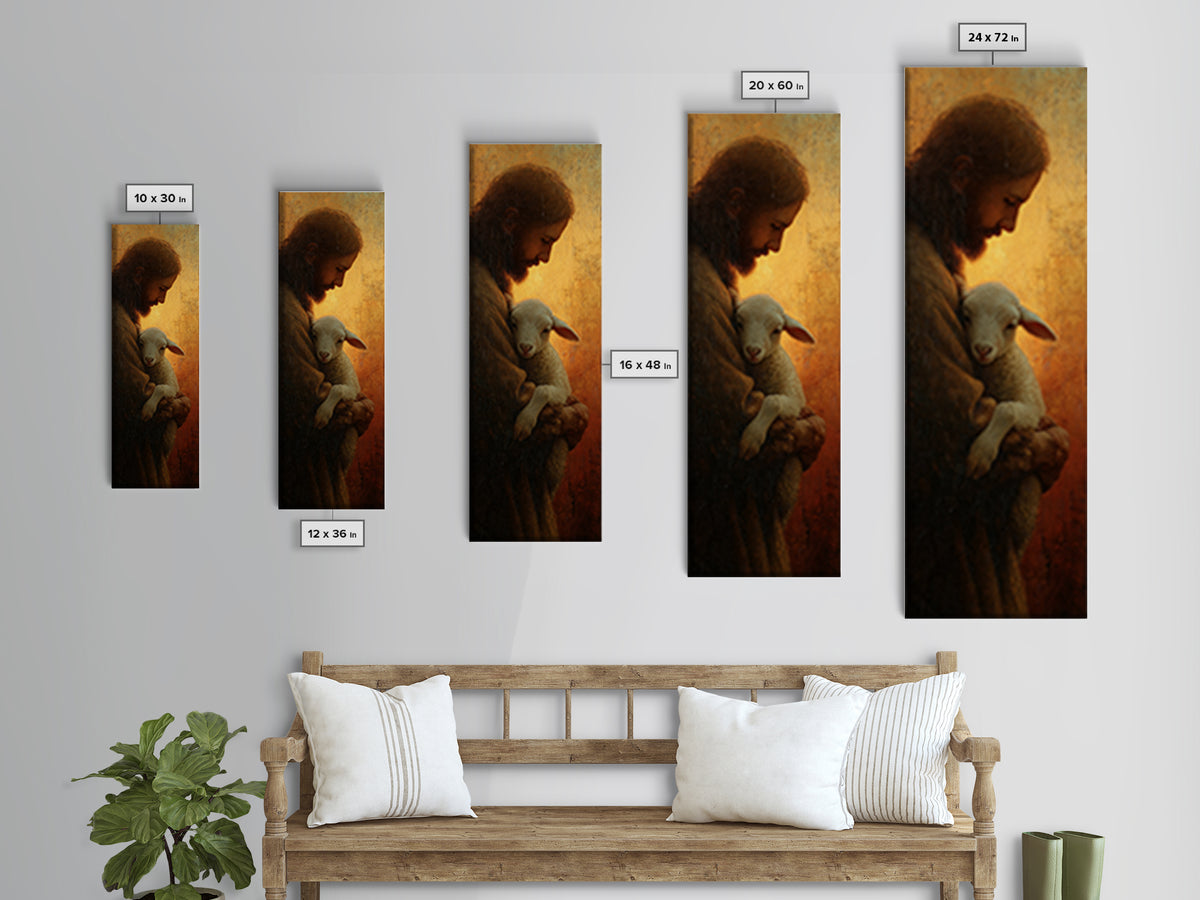 Gentle Savior Grace, Framed Canvas Print, Skinny Art, Christian Art Canvas, Jesus Painting, Christian Art Print, Christian Wall Art