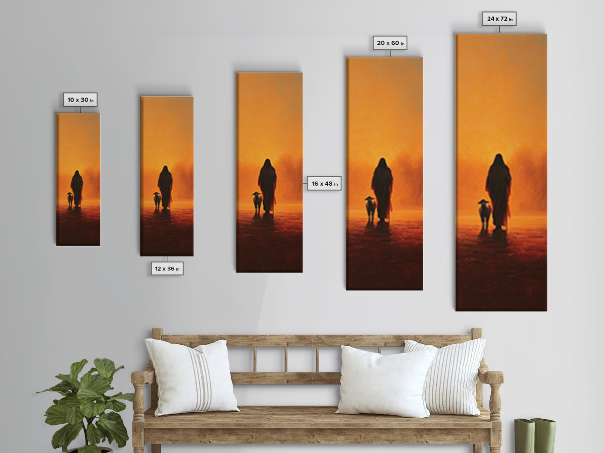 Guided By Light, Framed Canvas Print, Tall Skinny Art Print, Christian Wall Art, Jesus Painting, Christian Art Canvas, Modern Christian Art