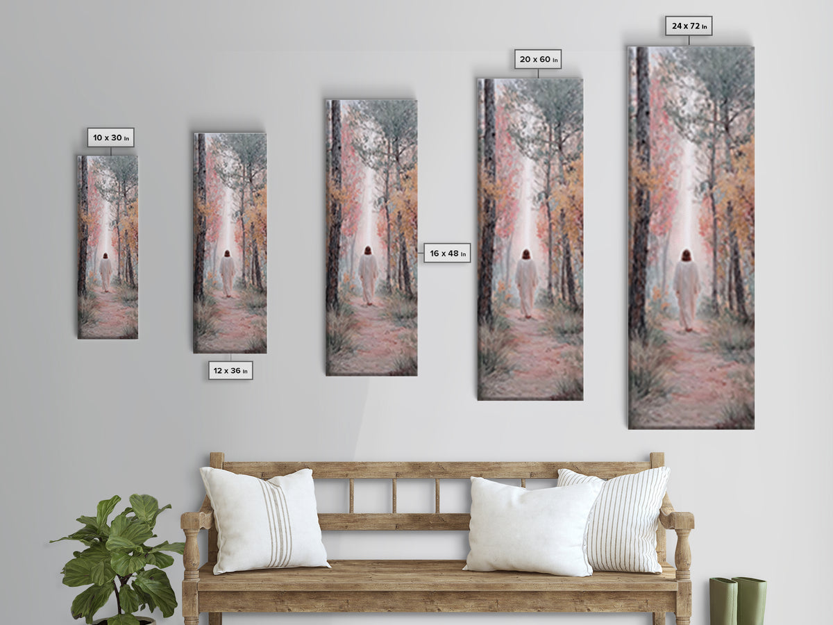 Sunset Shepherd Walk | Framed Canvas Print | Narrow Art | Christian Art Canvas | Jesus Painting | Christian Wall Art | Christian Gift Ideas