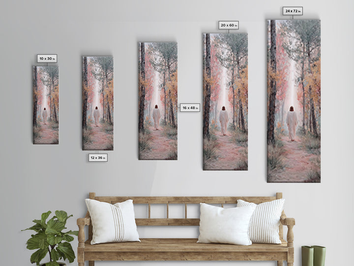 Sunset Shepherd Walk | Framed Canvas Print | Narrow Art | Christian Art Canvas | Jesus Painting | Christian Wall Art | Christian Gift Ideas