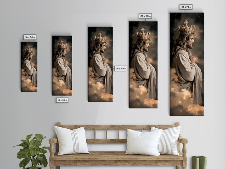 Crowned In Light – Framed Canvas Print – Tall Narrow Wall Art – Christian Art Canvas – Jesus Painting – Christian Wall Art – Christmas Art