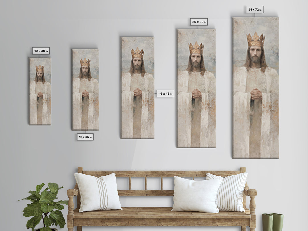 Crown Of Peace – Framed Canvas Print – Tall Skinny Art Print – Christian Wall Art – Jesus Painting – Modern Christian Art – Christmas Art