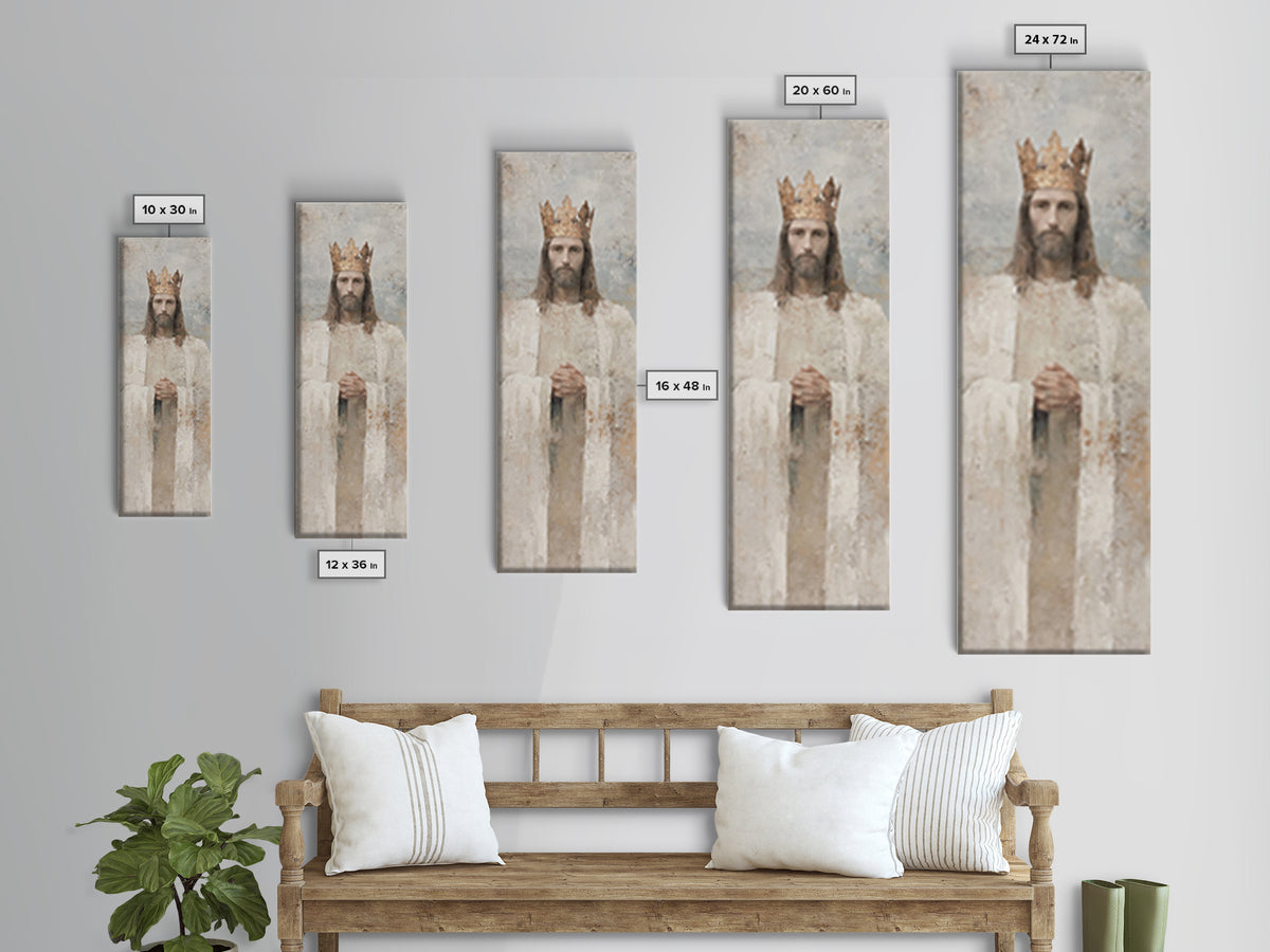 Crown Of Peace – Framed Canvas Print – Tall Skinny Art Print – Christian Wall Art – Jesus Painting – Modern Christian Art – Christmas Art