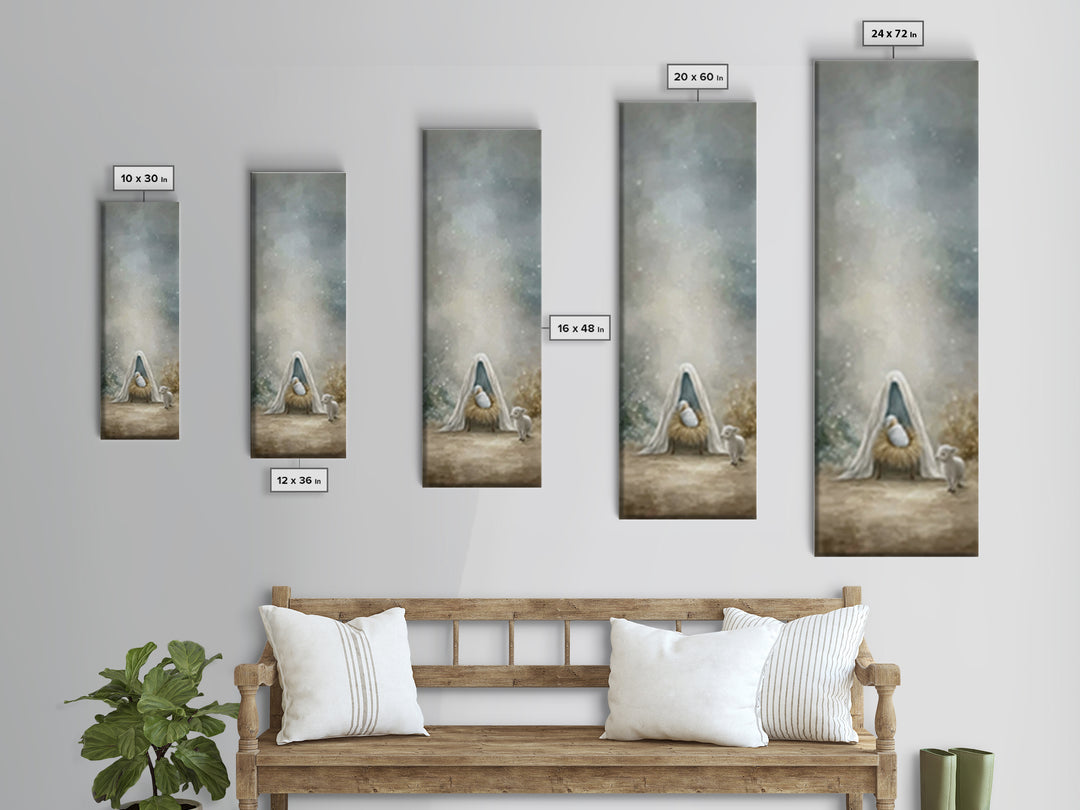 Holy Manger Peace – Framed Canvas Print – Narrow Art – Christian Christmas Art – Christian Wall Art – Christmas Art Prints – Christian Art