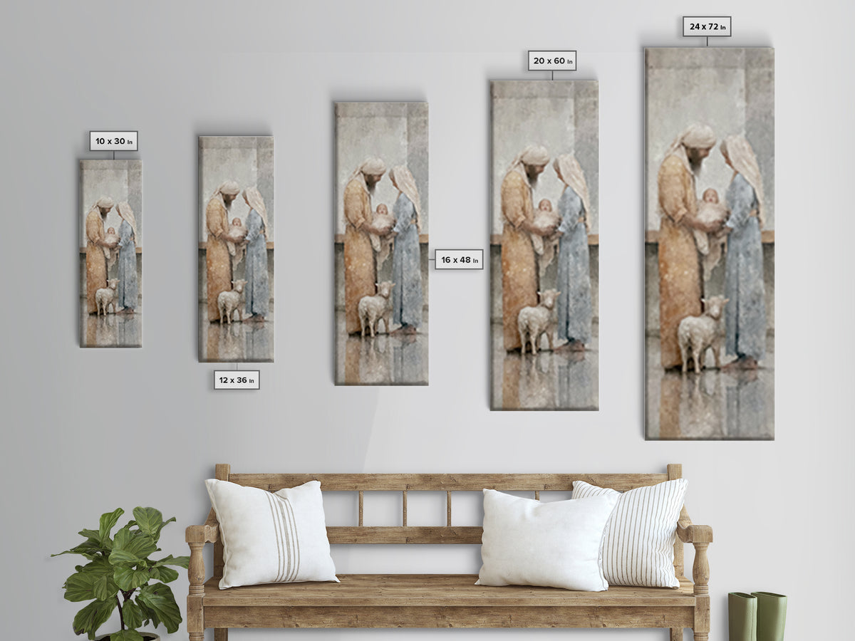 Bethlehem Dawn Light – Framed Canvas Print – Narrow Art – Christian Christmas Art – Christian Art Canvas – Christian Wall Art – Christmas C