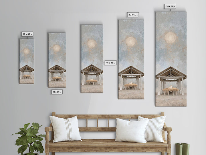 Moonlit Bethlehem Sky – Framed Canvas Print – Narrow Art – Christian Wall Art – Christian Christmas Art – Christian Art Canvas – Christmas