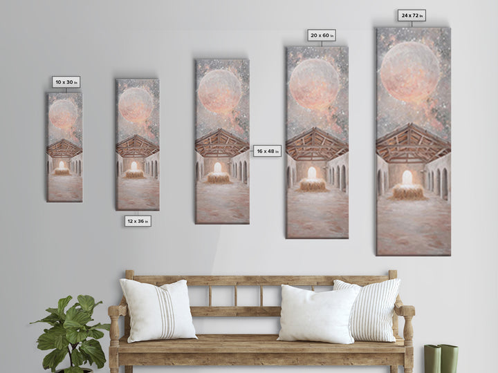 Celestial Nativity Light – Framed Canvas Print – Tall Narrow Wall Art – Christian Art Canvas – Christian Christmas Art – Christian Wall Art