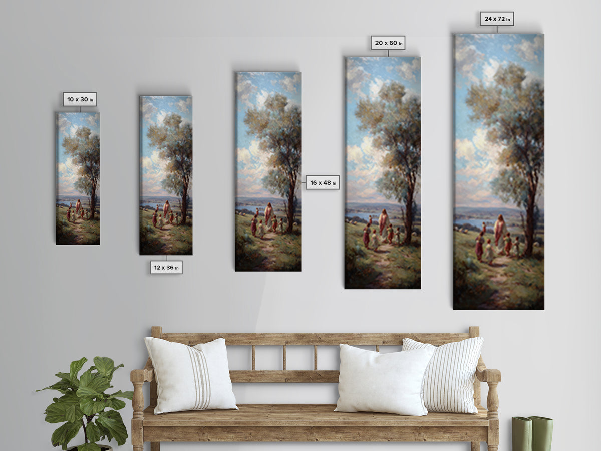 Hillside Peace – Framed Canvas Print – Narrow Art – Christian Wall Art – Jesus Painting – Christmas Art – Christian Canvas