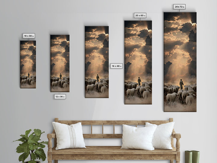 Lambs Of Heaven – Framed Canvas Print – Narrow Art – Christian Art Canvas – Jesus Painting – Christian Christmas Art