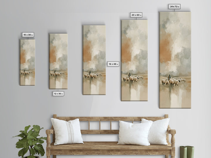Shepherd’s Quiet Path – Framed Canvas Print – Tall Narrow Wall Art – Christian Art Canvas – Jesus Painting – Christmas Art