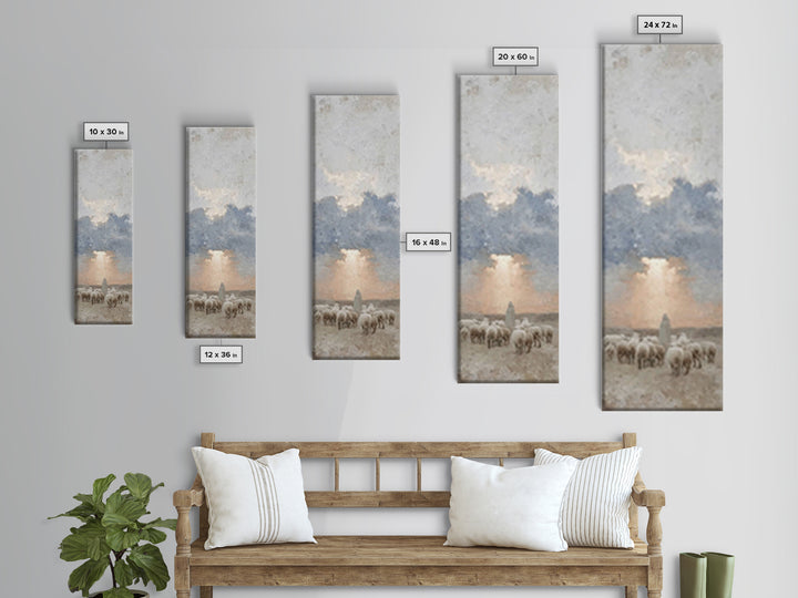 Morning Shepherd Grace – Framed Canvas Print – Tall Skinny Art Print – Christian Painting – Christian Art Canvas – Christmas Art