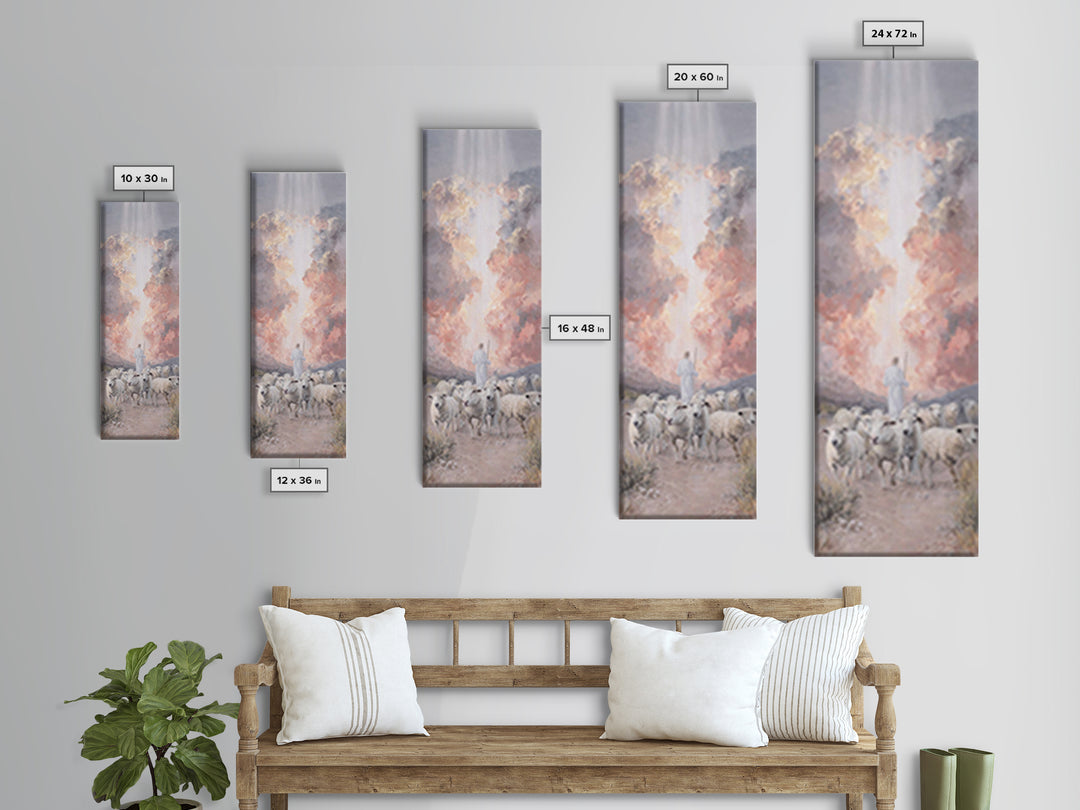 Cross Of The Clouds, Framed Canvas Print, Tall Narrow Wall Art, Christian Art, Jesus Painting, Christian Christmas Art