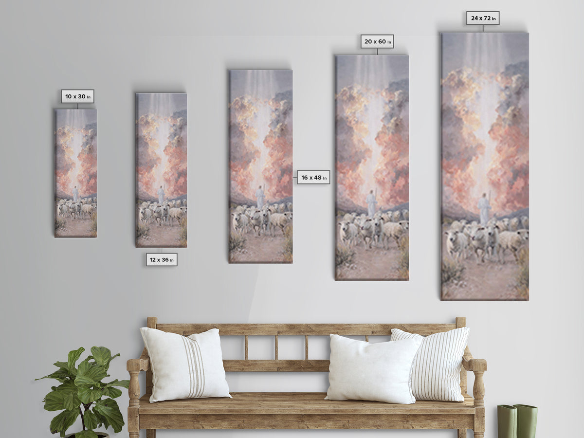 Cross Of The Clouds, Framed Canvas Print, Tall Narrow Wall Art, Christian Art, Jesus Painting, Christian Christmas Art