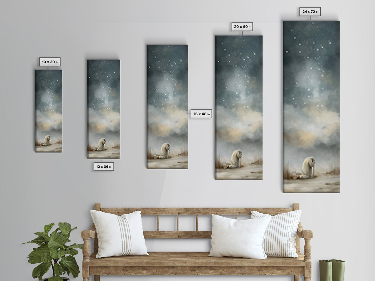 Silent Night Prayer – Framed Canvas Print – Tall Narrow Wall Art – Christian Painting – Christian Art Canvas – Christmas Art