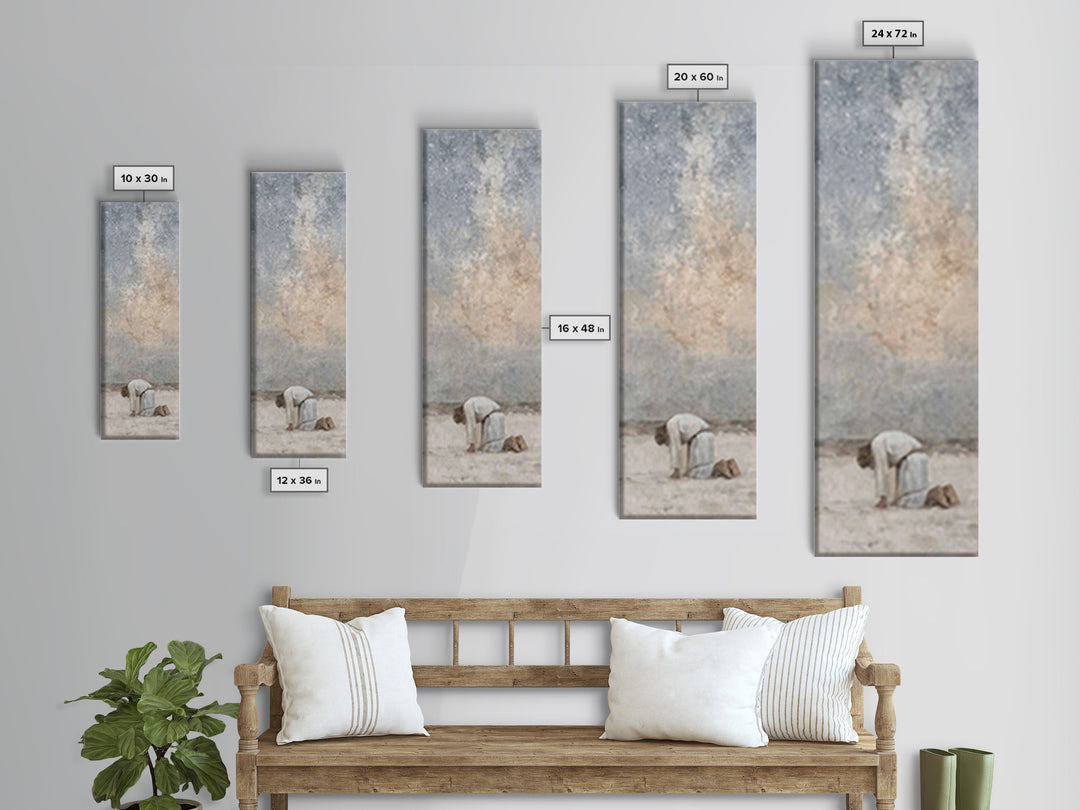 Desert Night Prayer – Framed Canvas Print – Christian Art Canvas – Jesus Painting – Christian Wall Art – Tall Narrow Wall Art – Christian A