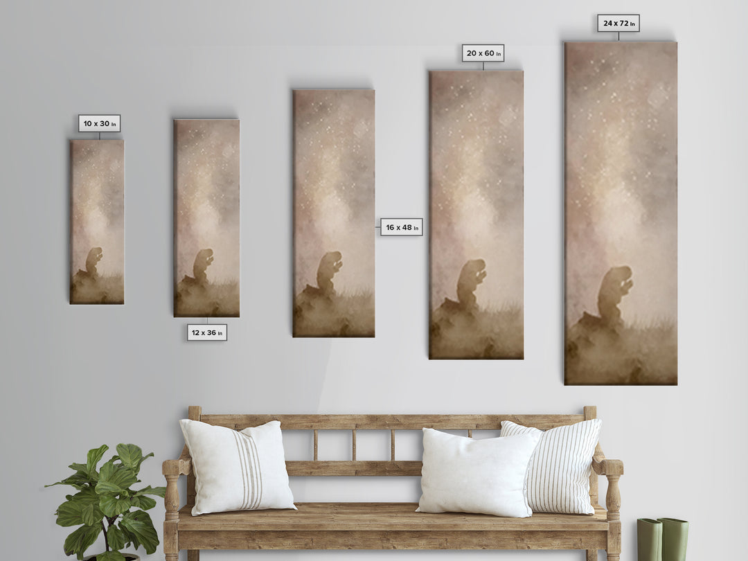 Silent Dawn Faith | Framed Canvas Print | Jesus Painting | Tall Narrow Wall Art | Christian Art Canvas | Christian Wall Art | Christian Art