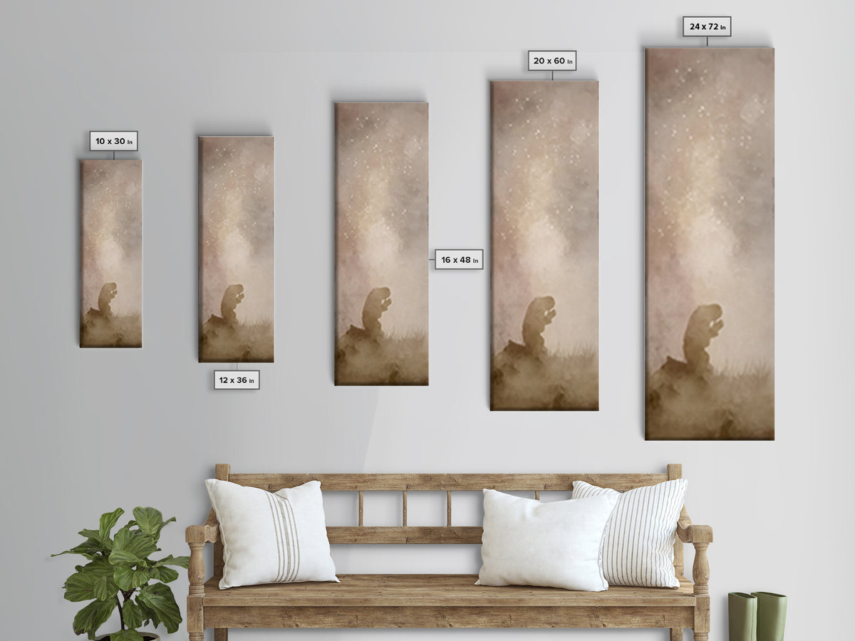 Silent Dawn Faith | Framed Canvas Print | Jesus Painting | Tall Narrow Wall Art | Christian Art Canvas | Christian Wall Art | Christian Art