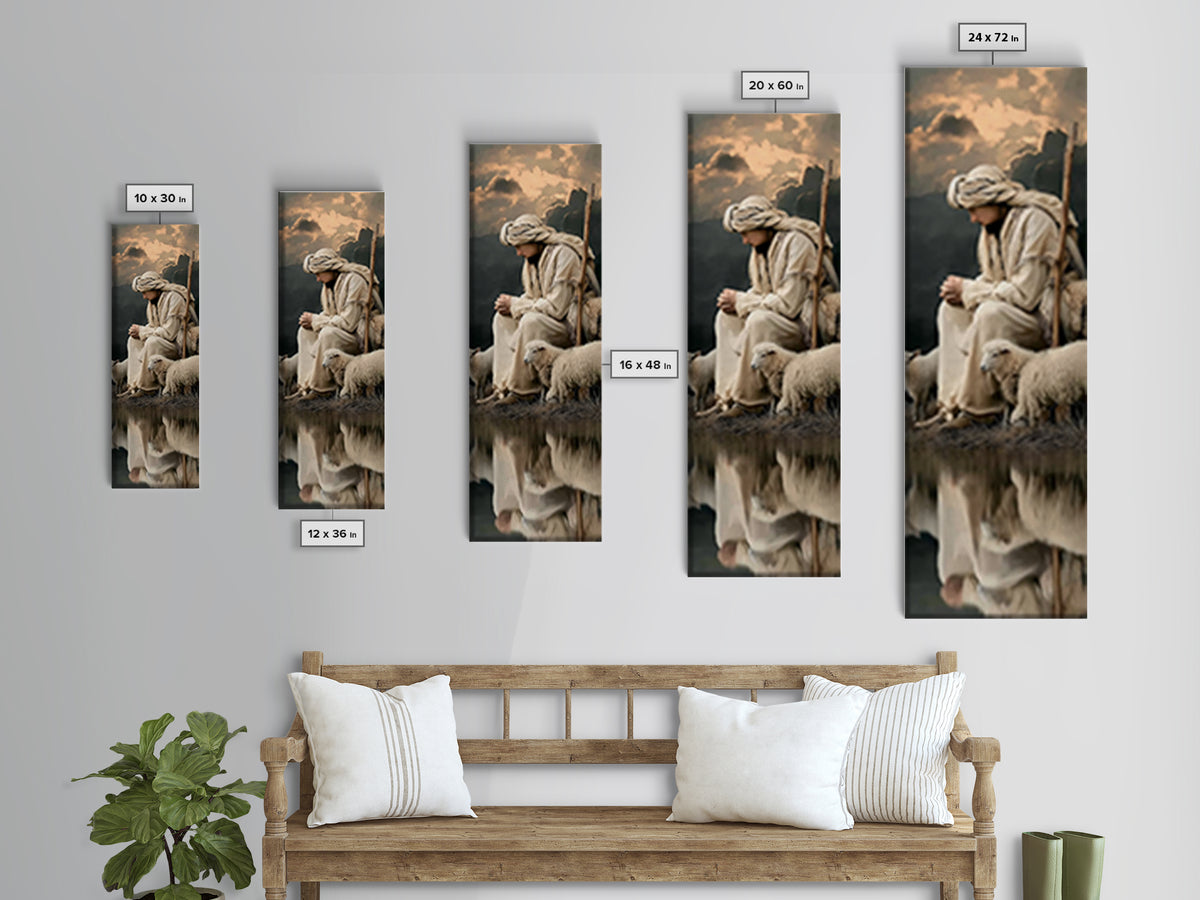 Still Waters Prayer | Framed Canvas Print | Christian Wall Art | Christian Art | Jesus Painting | Tall Narrow Wall Art | Christian Art Canv
