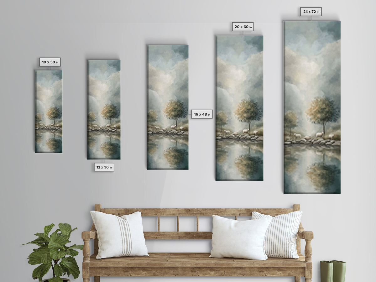 Solitude By The Lake – Framed Canvas Print – Tall Narrow Wall Art – Christian Art Canvas – Christian Art – Christian Wall Art – Jesus Paint