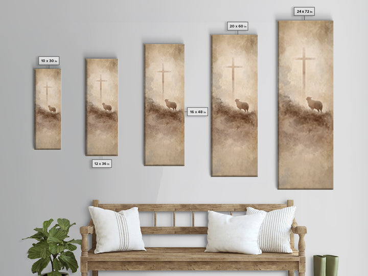 Cross On The Hill – Framed Canvas Print – Narrow Art – Christian Wall Art – Christian Art Print – Moody Christian Art – Jesus Painting – Ch
