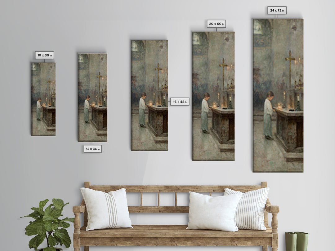 Sacred Candle – Framed Canvas Print, Christian Painting, Christian Wall Art, Vintage Christian Art, Tall Narrow Wall Art, Christian Art Can
