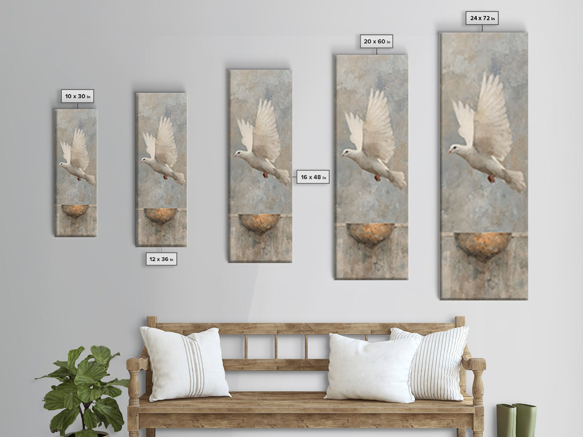 Dove Of Peace – Framed Canvas Print – Narrow Art – Christian Art Canvas – Christian Wall Art – Christian Painting – Christian Christmas Art