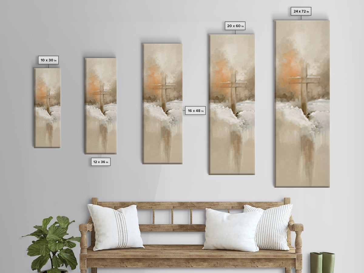 Winter Cross Glory – Framed Canvas Print – Tall Skinny Art Print – Christian Wall Art – Christian Art Canvas – Christmas Art – Christian Pa