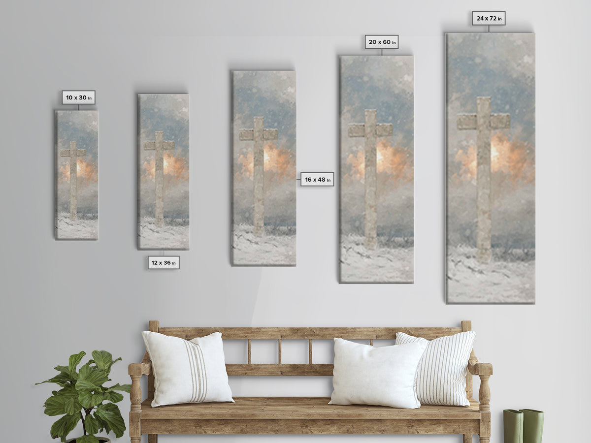 Snowfall Of Grace – Framed Canvas Print – Narrow Art – Christian Wall Art – Christian Painting – Christian Art Canvas – Christian Christmas