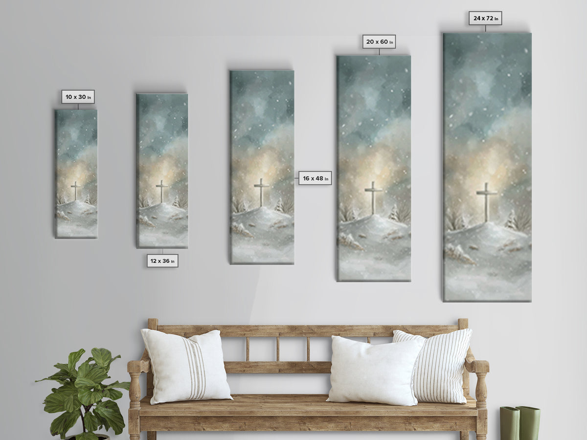 Silent Cross Hope – Framed Canvas Print – Skinny Art – Christian Art Canvas – Christian Wall Art – Christmas Art – Christian Paintings