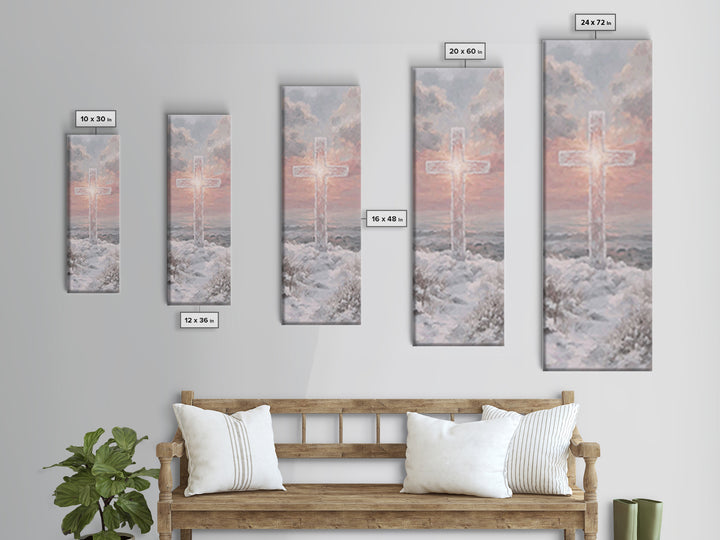 Rising Light Cross – Framed Canvas Print – Skinny Art – Christian Art Canvas – Christian Wall Art – Christian Painting – Christian Christma