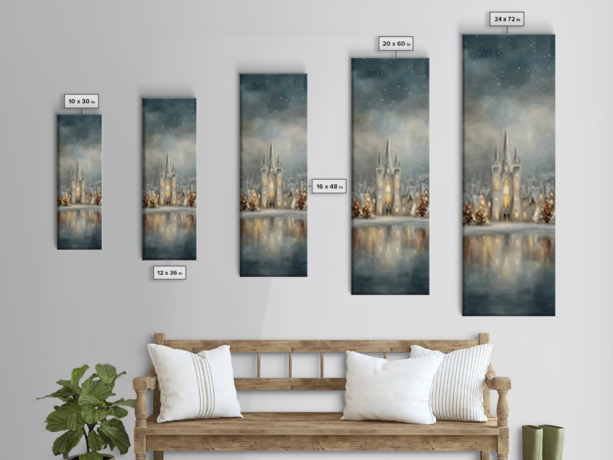Starry Temple Night - Framed Canvas Print - Christian Art Canvas - Narrow Art - Christian Christmas Decor - Moody Christmas Art - Christian