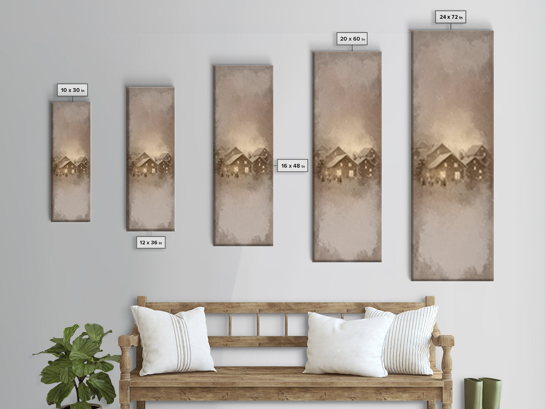 Gathered Hearth Light | Framed Canvas Print | Christmas Wall Art | Christian Art Canvas | Tall Skinny Art Print | Christian Christmas Art |