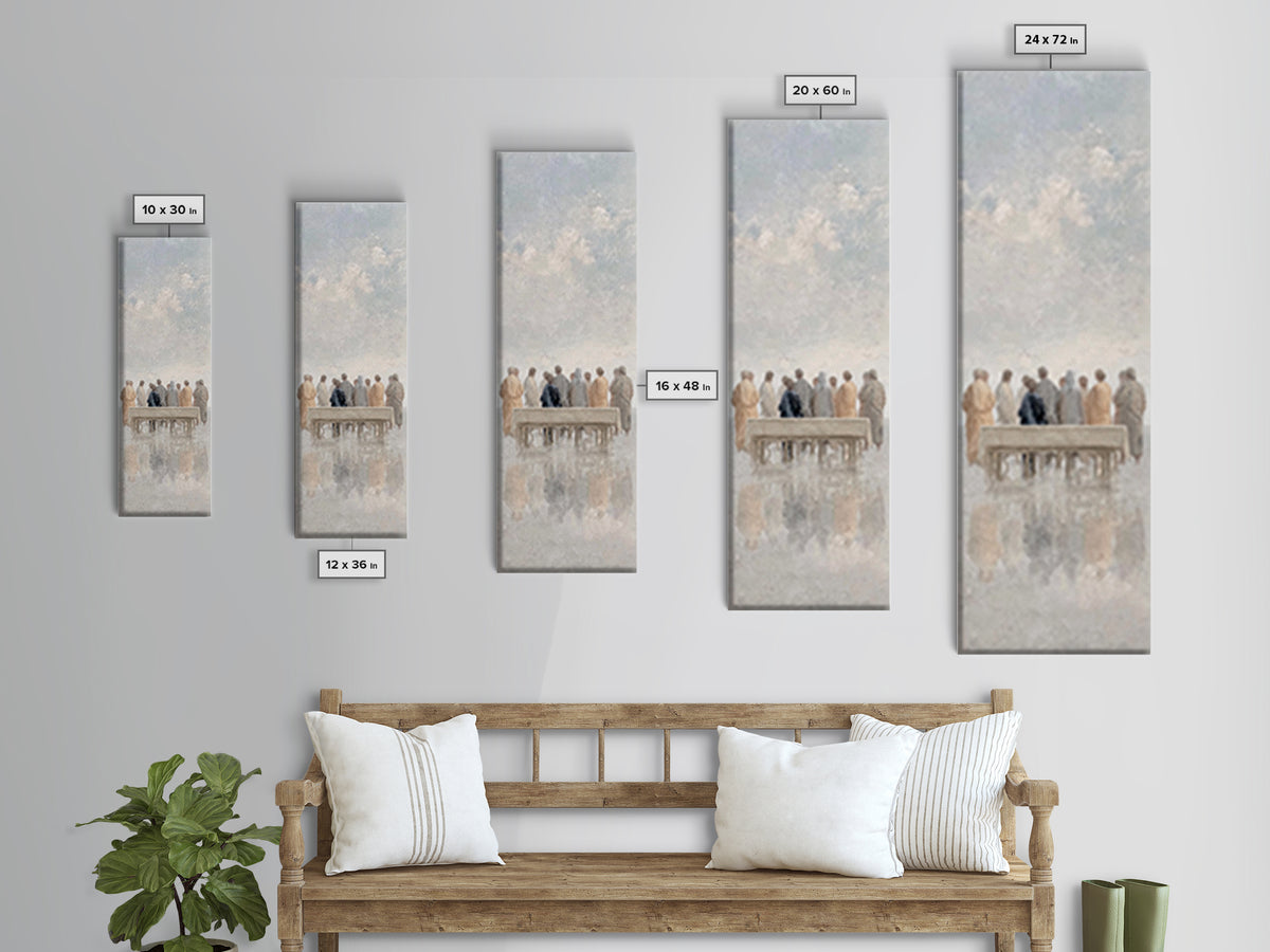 Gathered In Light – Framed Canvas Print – Christian Art Canvas – Jesus Painting – Skinny Art – Christian Wall Art – Minimalist Christian Ar