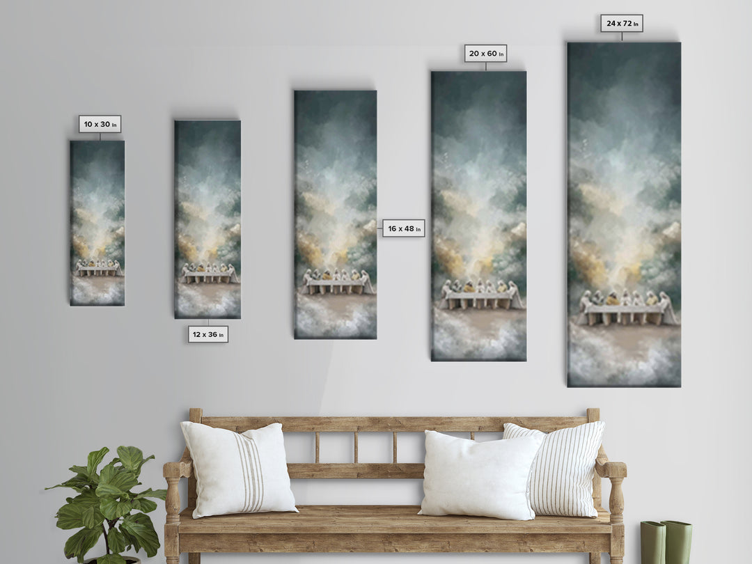 Last Supper Glory | Framed Canvas Print | Christian Art Canvas | Jesus Painting | Tall Narrow Wall Art | Christian Wall Art | Christian Art
