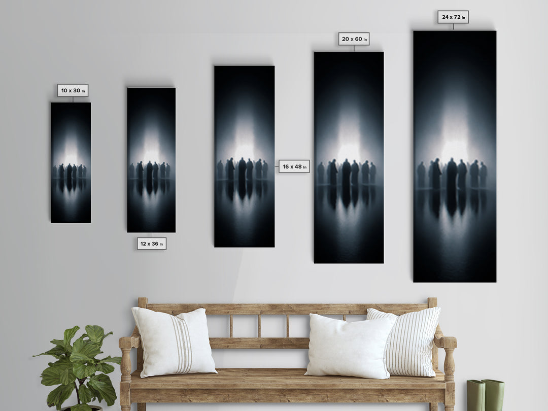 Ascension Gathering – Framed Canvas Print – Christian Art Canvas – Christian Wall Art – Tall Skinny Art Print – Jesus Painting – Modern Chr