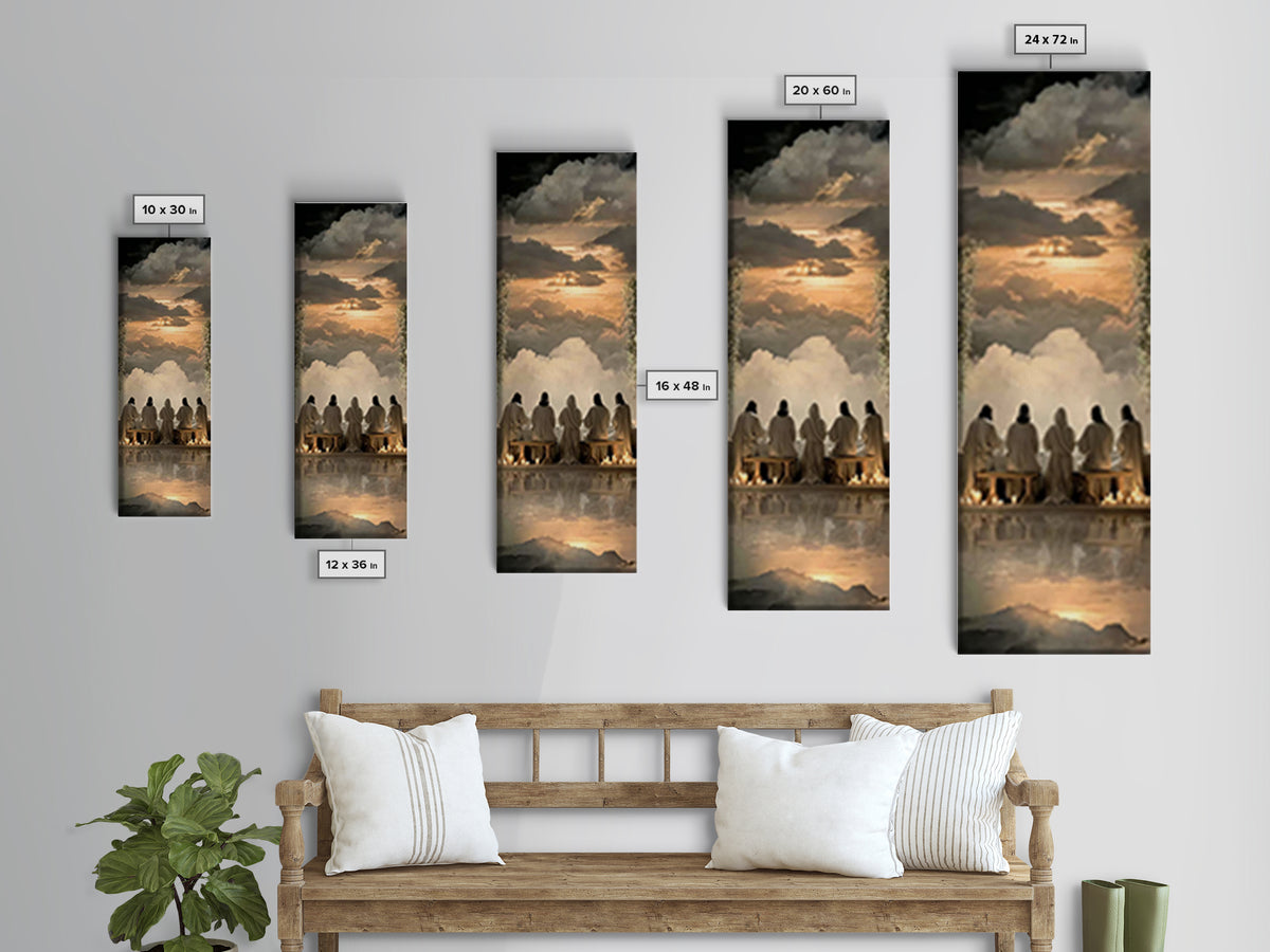 Celestial Supper Light – Framed Canvas Print – Christian Wall Art – Christian Christmas Art – Christian Art Canvas – Narrow Art