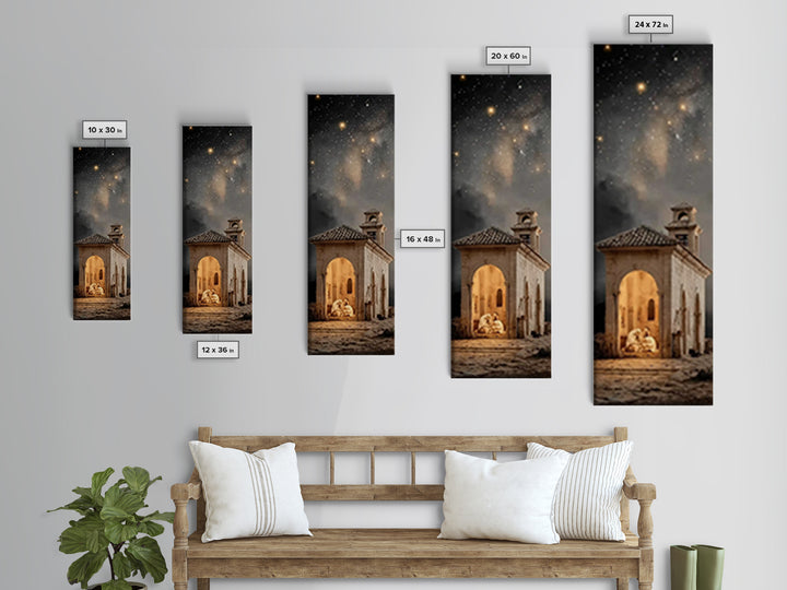 Sanctuary Nativity – Framed Canvas Print – Christian Christmas Art – Christian Wall Art – Christian Art Canvas – Narrow Art