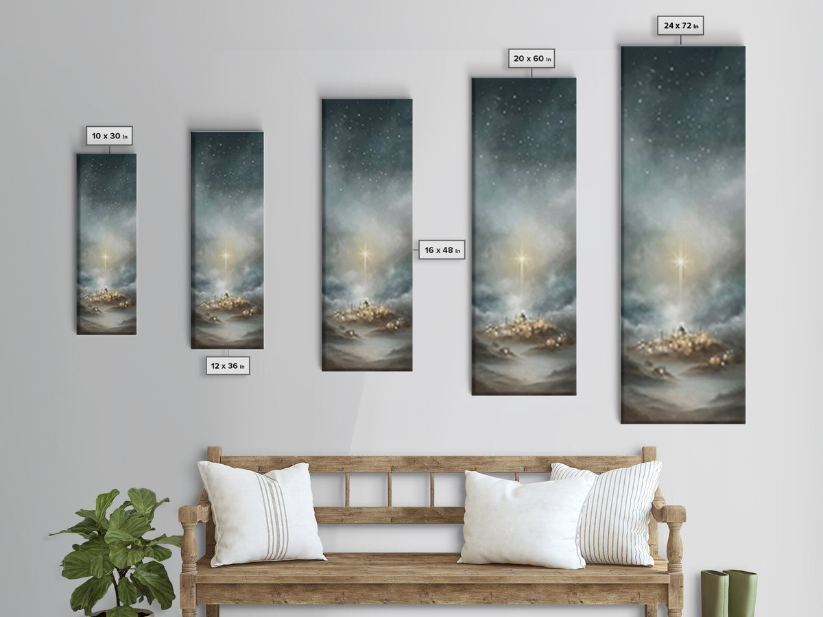 Bethlehem Light – Framed Canvas Print – Narrow Art – Christian Wall Art – Christmas Canvas Wall Art – Christian Art – Christian Christmas D