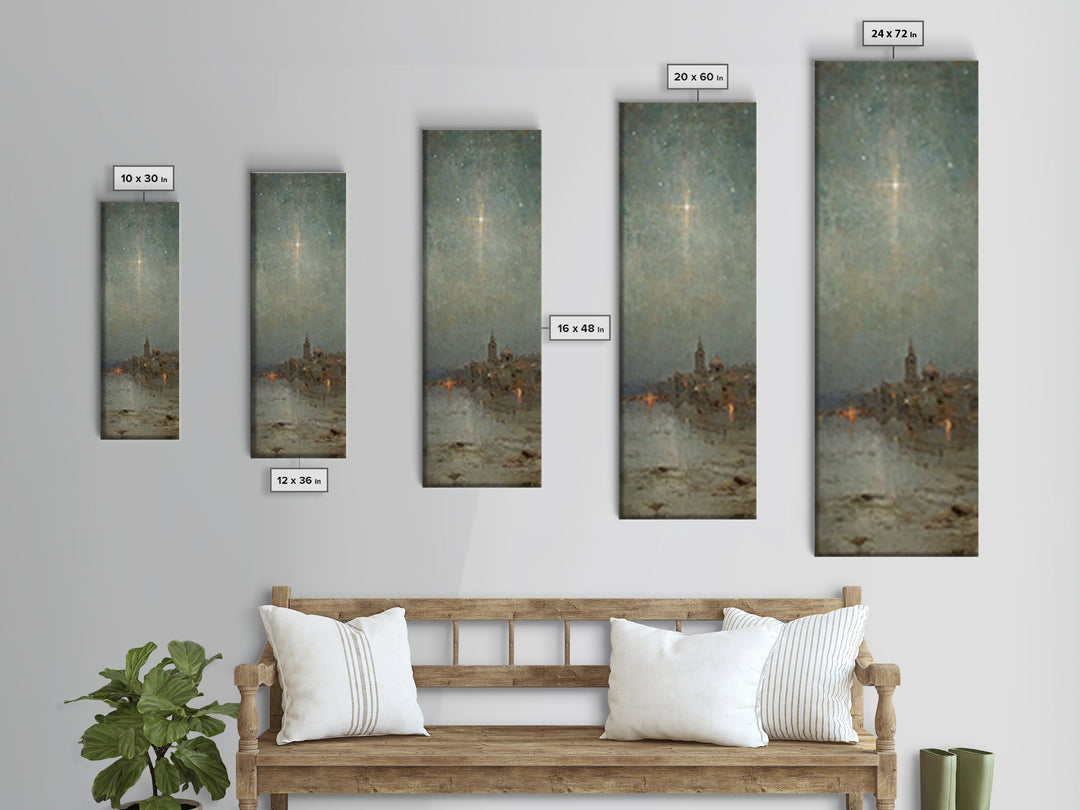City Of Peace – Framed Canvas Print – Tall Skinny Art Print – Christian Art Print – Vintage Christmas Art – Christian Wall Art – Christmas