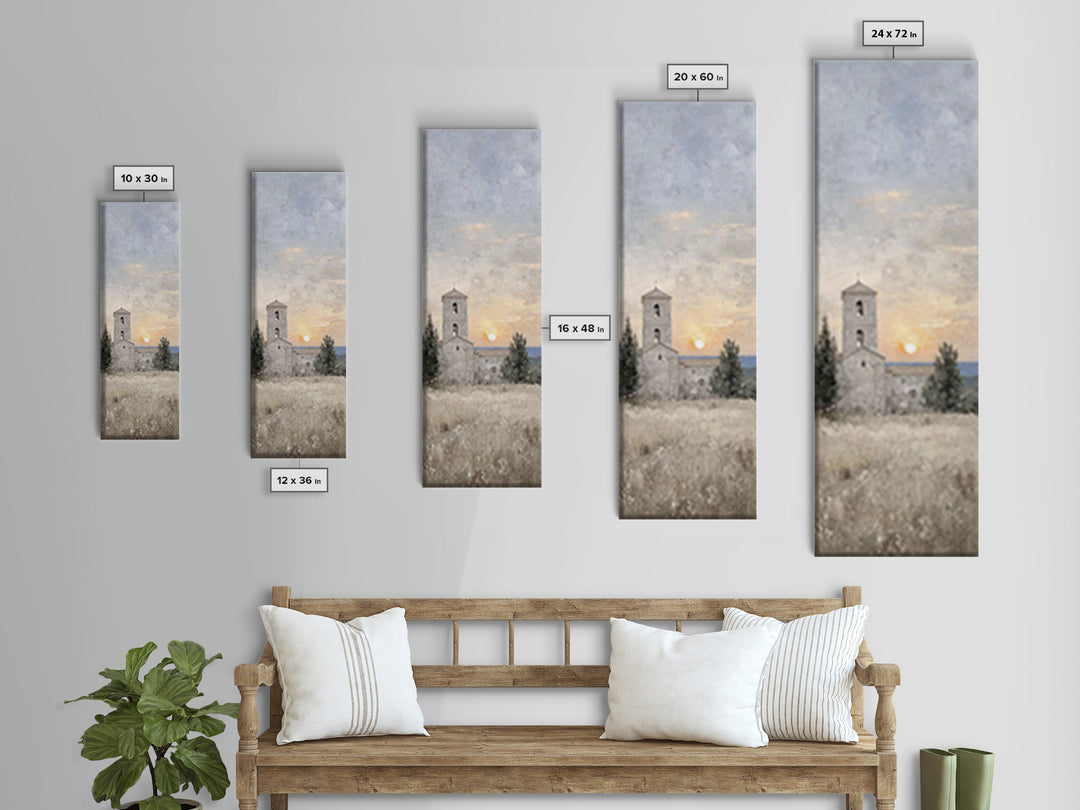 Sunset Chapel Peace – Framed Canvas Print – Tall Narrow Wall Art – Christian Wall Art – Christmas Art – Christian Art Canvas – Jesus Art