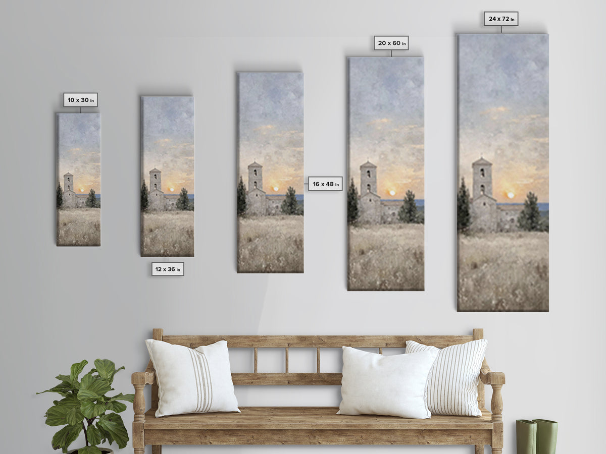 Sunset Chapel Peace – Framed Canvas Print – Tall Narrow Wall Art – Christian Wall Art – Christmas Art – Christian Art Canvas – Jesus Art