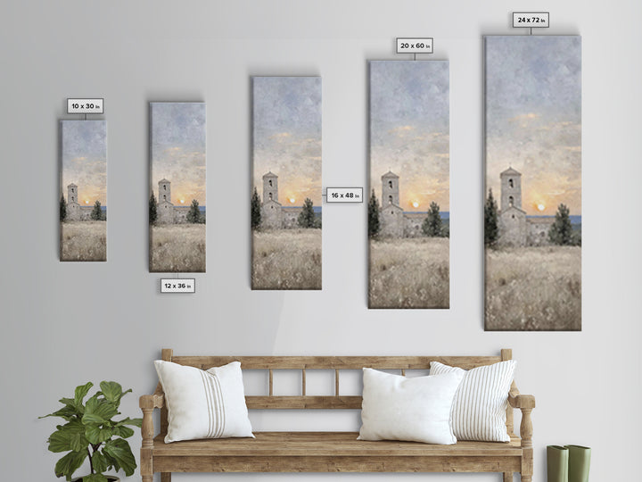 Sunset Chapel Peace – Framed Canvas Print – Tall Narrow Wall Art – Christian Wall Art – Christmas Art – Christian Art Canvas – Jesus Art